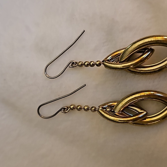 Vintage 1990s Modern Geometric Ball Chain Dangle Hook Earrings - Picture 4 of 4